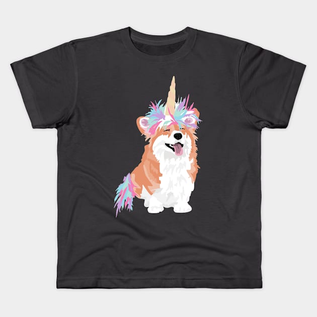 CorgiCorn Kids T-Shirt by TeriMartin